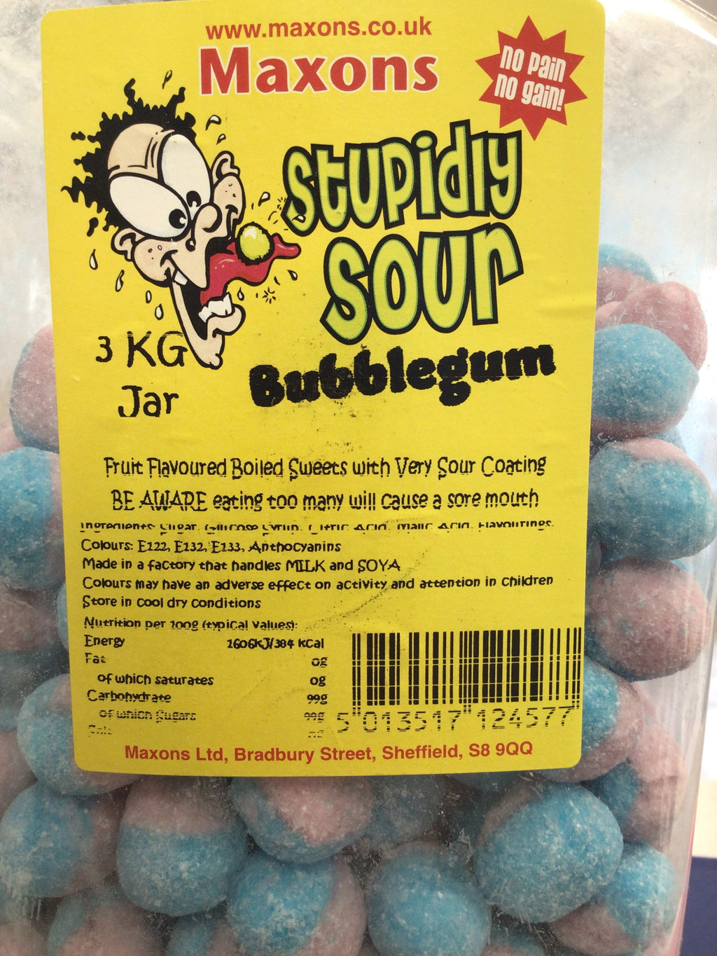 Stupidly Sour Bubblegum Boiled Sweets – 250g Resealable Bag