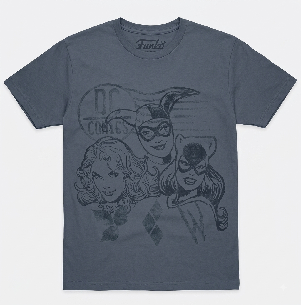 DC Comics Harley Quinn, Catwoman & Poison Ivy Sketch Print T-Shirt