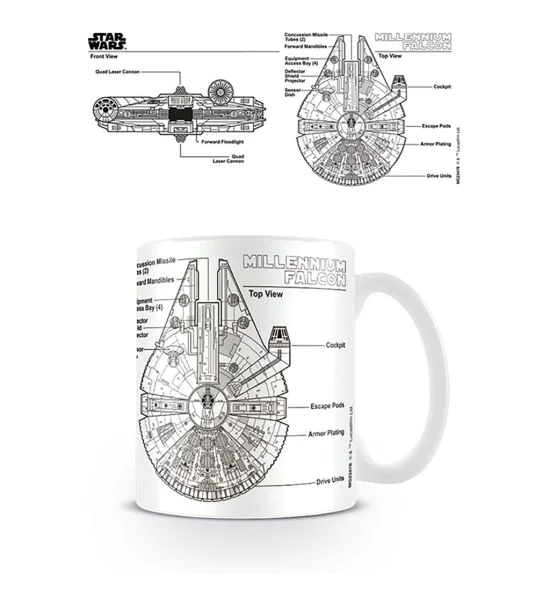 Official Star Wars Millennium Falcon Schematics Ceramic Coffee Mug