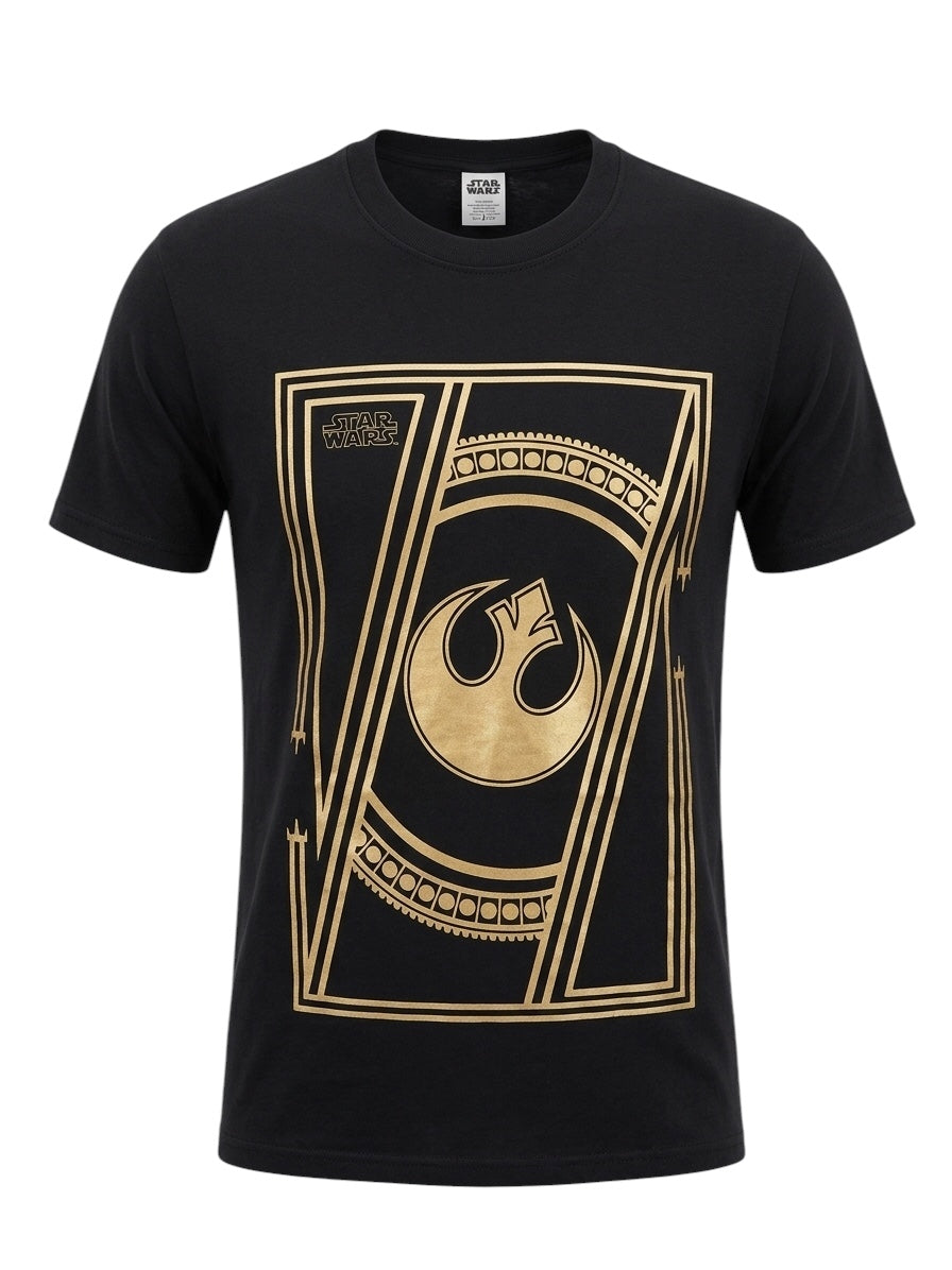 Star Wars Rebel Alliance Gold Foil Graphic Tee – Premium Black Crewneck RRP £17