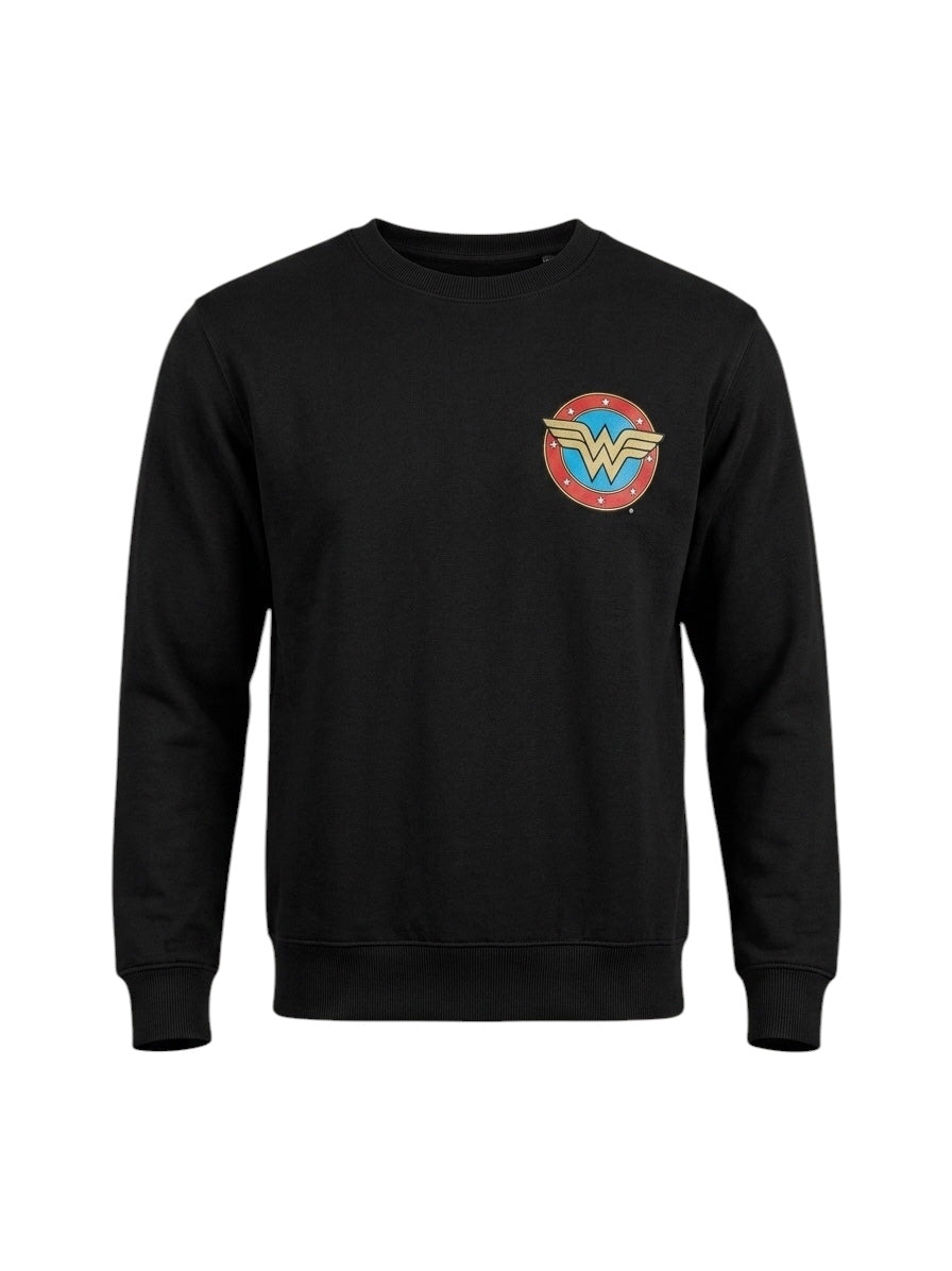 Wonder Woman "Classic Logo" Black Graphic Sweater - Official Licensed DC Merchandise RRP £30