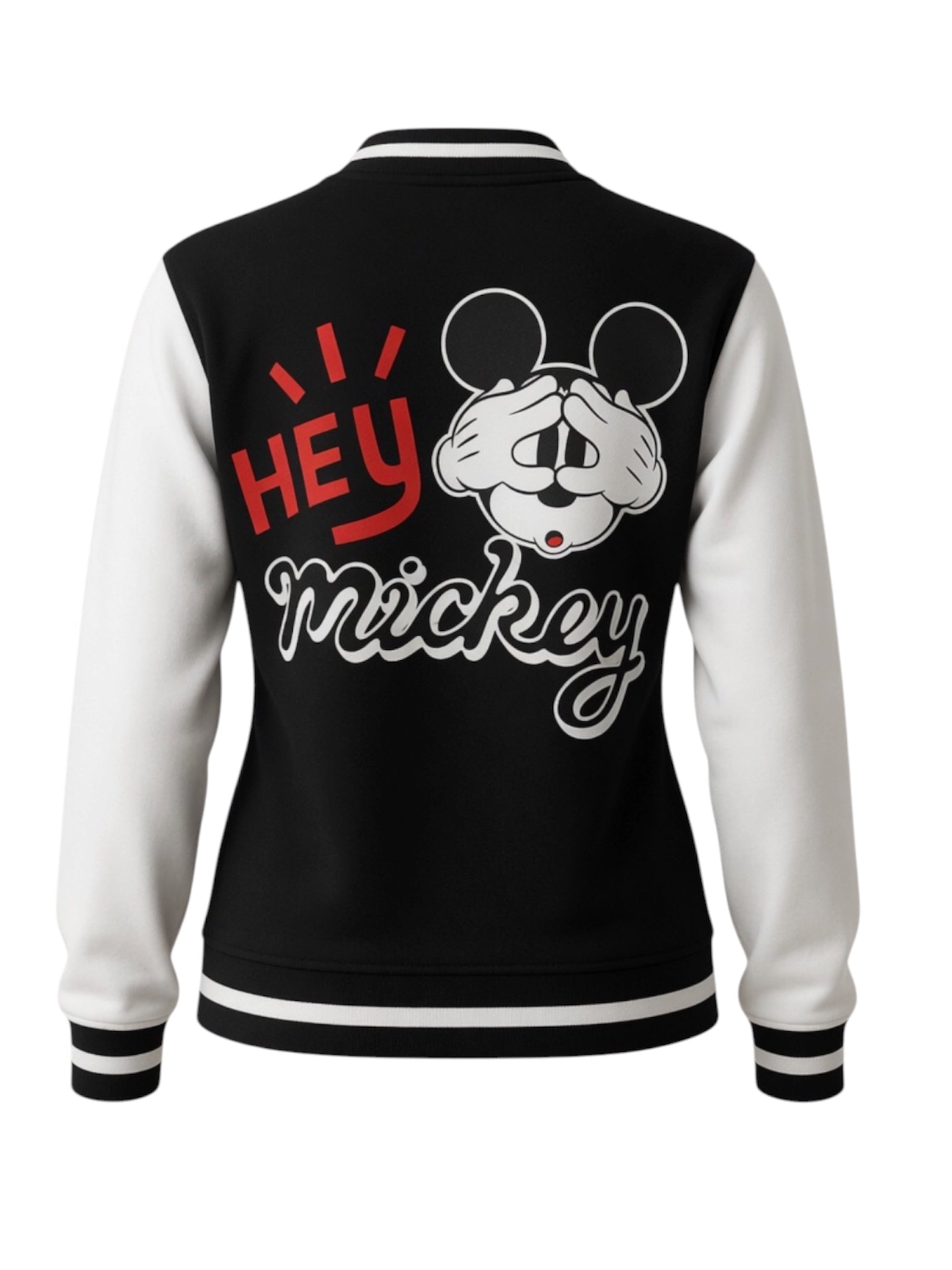 Women's Disney Mickey Mouse Varsity Jacket - Hey Mickey Colour Block Letterman Jacket (Size 16/18) RRP£45