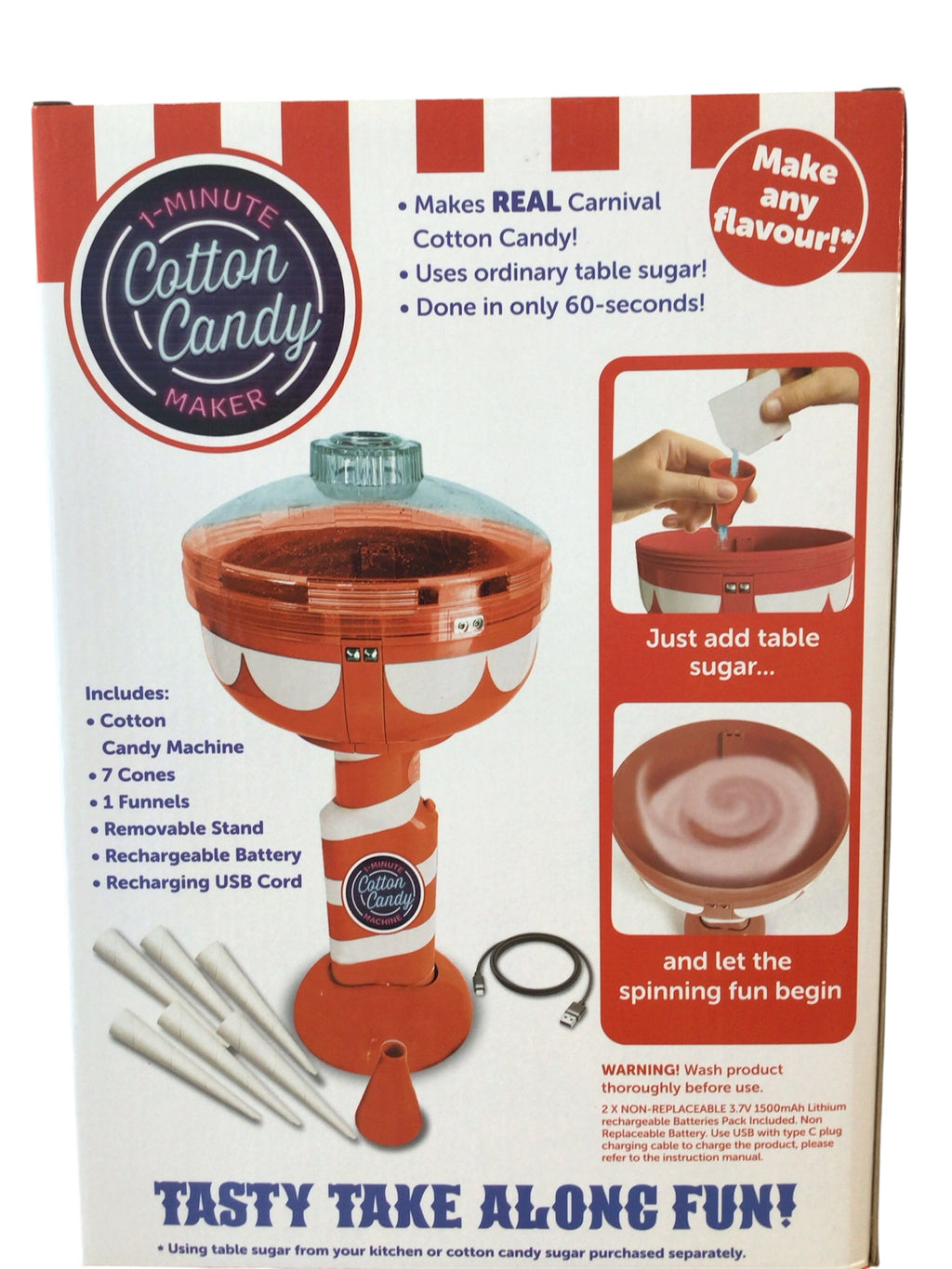 Big Time 1-Minute Cotton Candy Maker – Portable & Rechargeable RRP £30