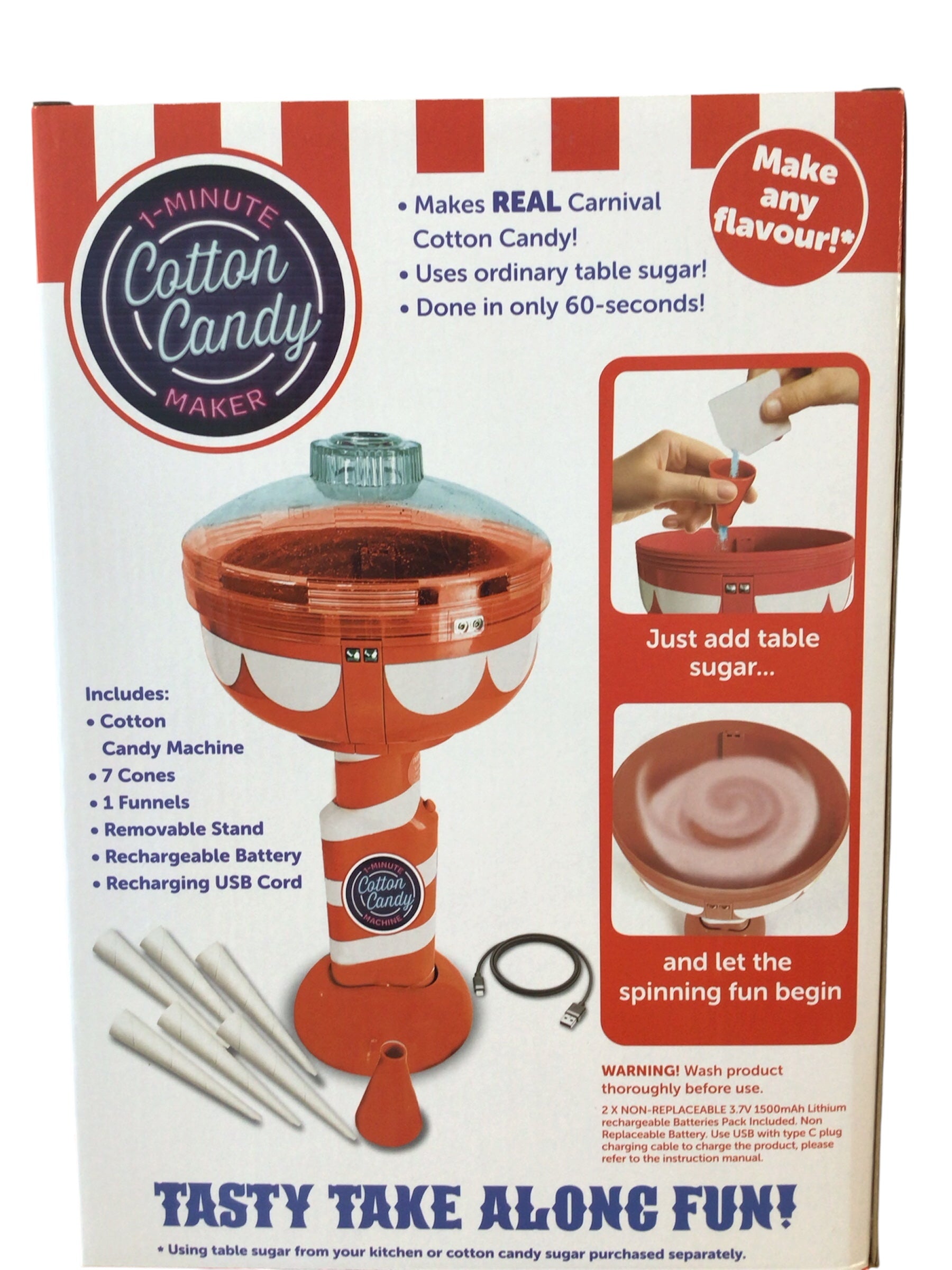 Big Time 1-Minute Cotton Candy Maker – Portable & Rechargeable RRP £30