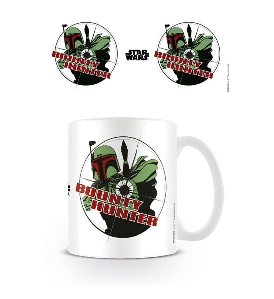 Official Star Wars Boba Fett Graphic Mug – "Bounty Hunter" Crosshair Emblem White Ceramic Cup
