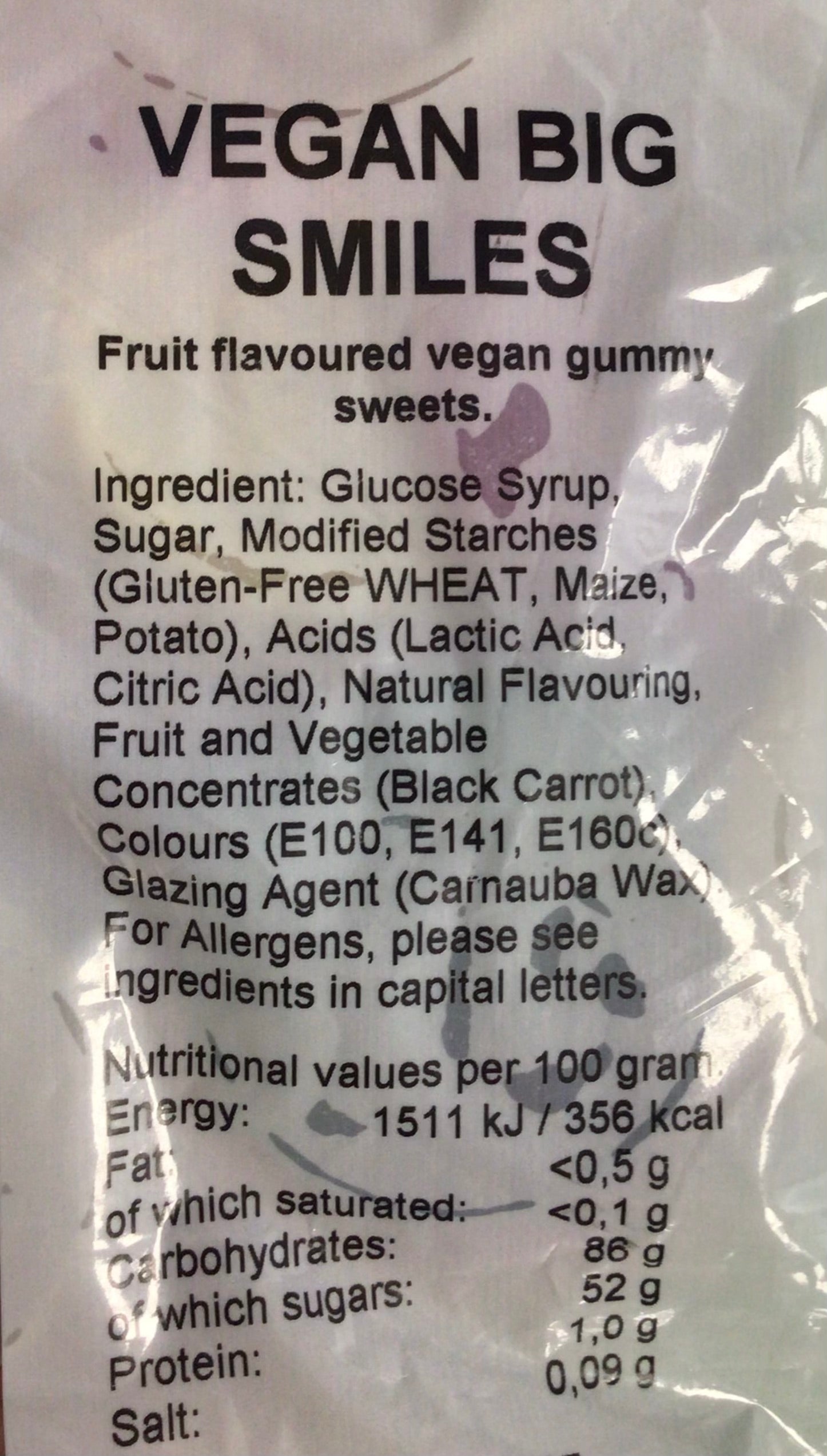 Vegan Big Smiles – Fruit Flavoured Gummy Sweets 250g