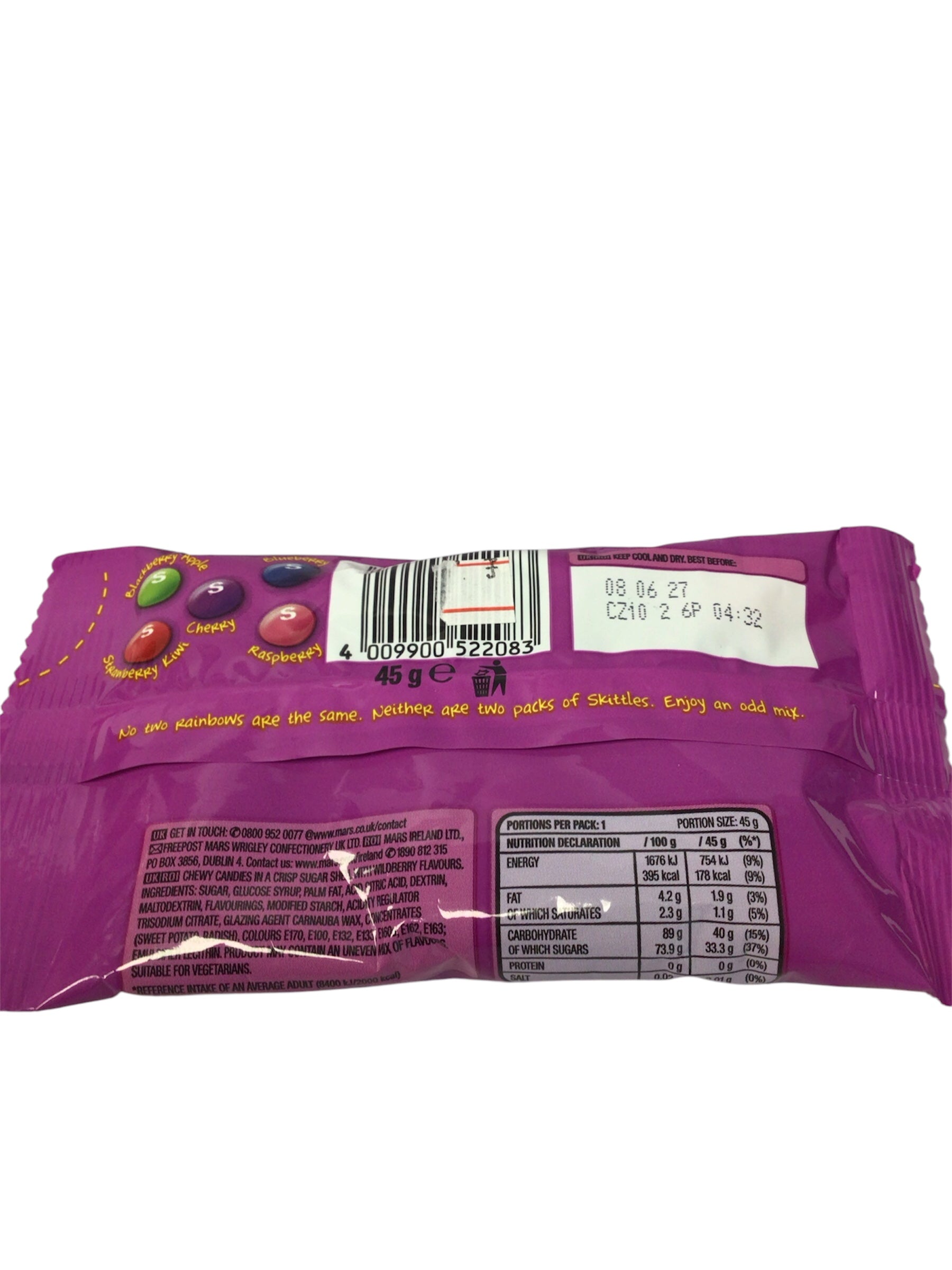 Skittles Wild Berry Flavour Chewy Sweets Bag (45g)