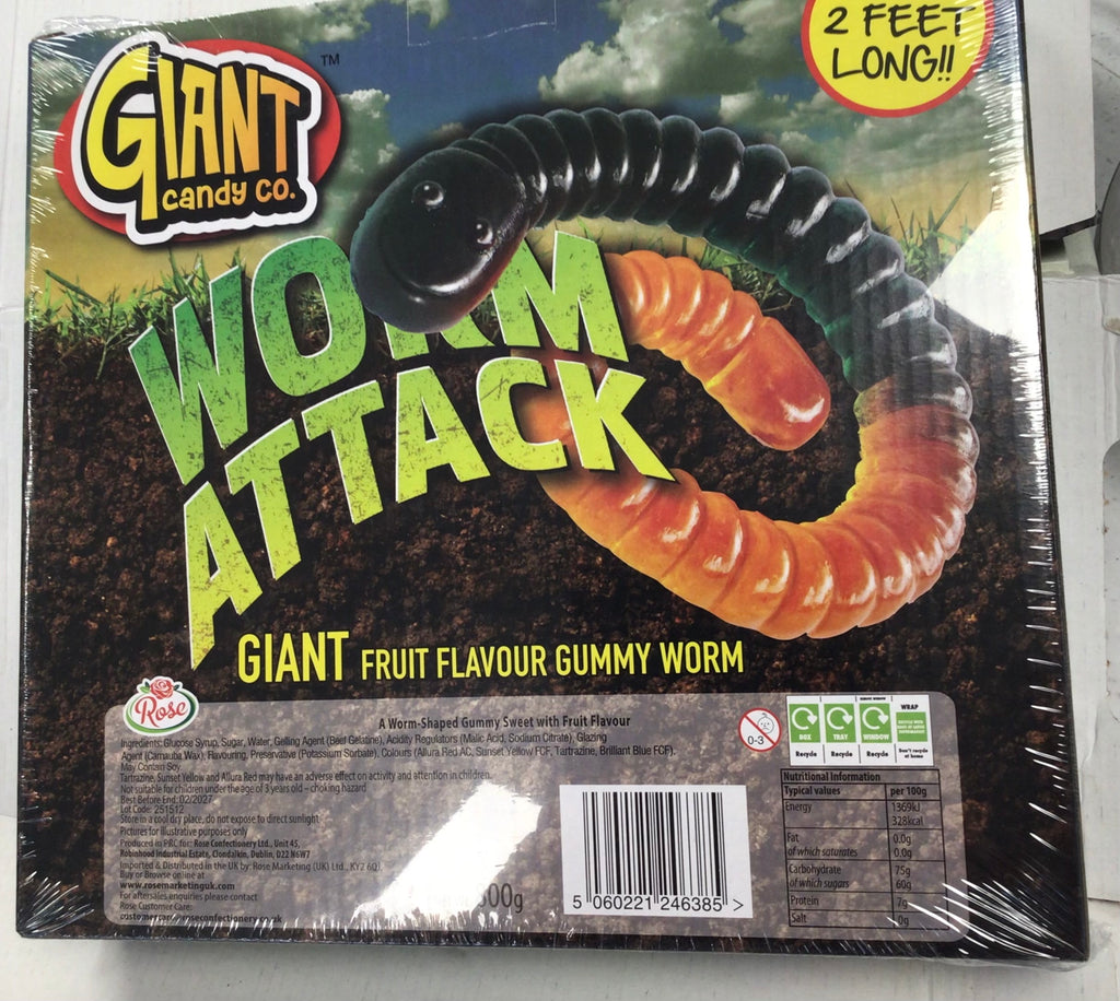 Giant Worm Attack Gummy Candy (Over 2 Feet Long) 500g