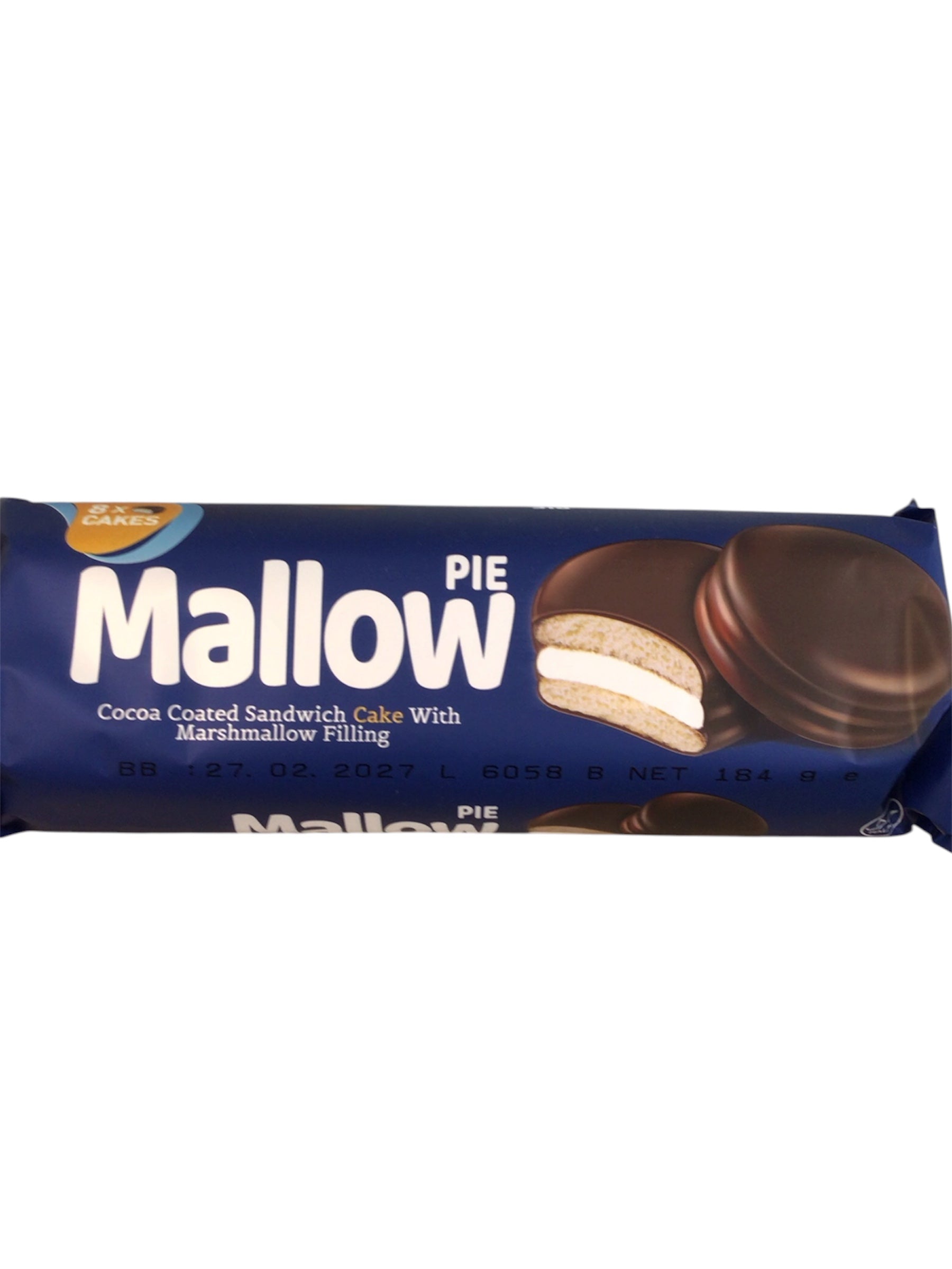 Mallow Pie Cocoa Coated Sandwich Cakes with Marshmallow Filling (8 Pack - 184g)