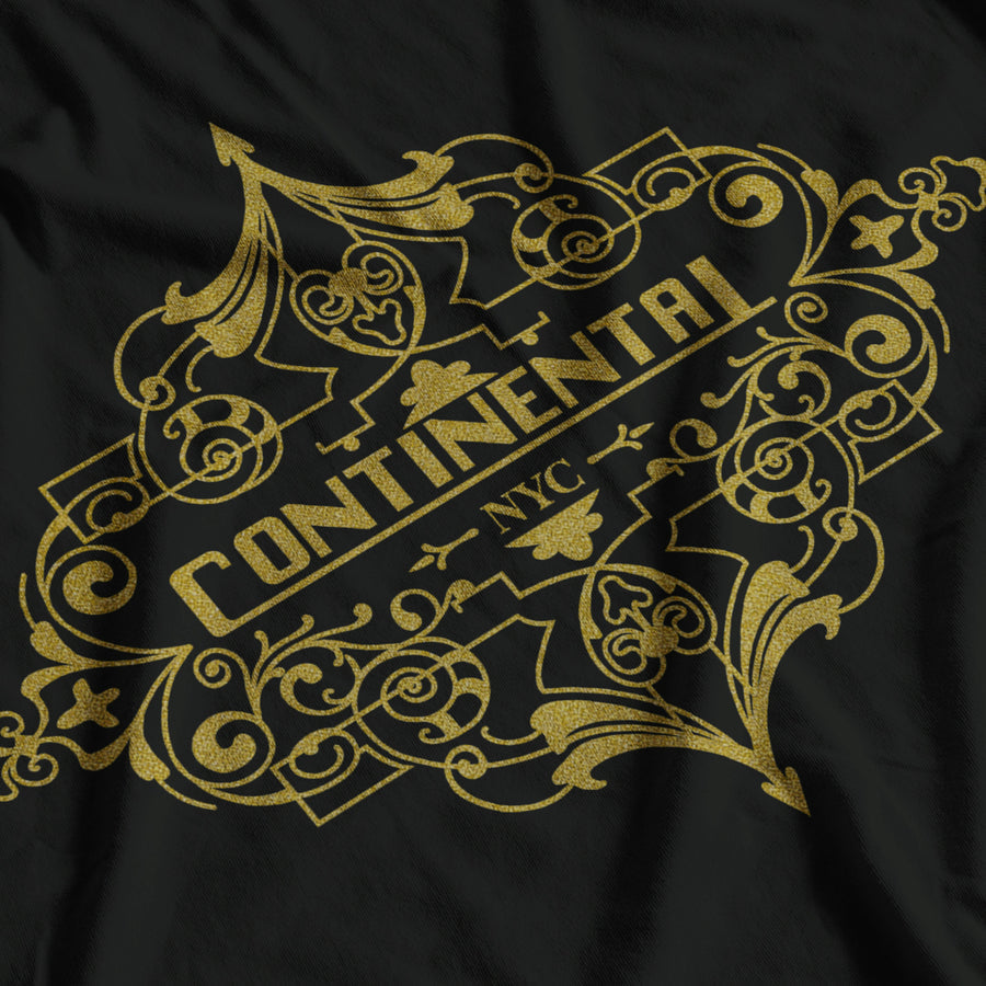 The Continental NYC Graphic Tee – Premium Gold Emblem Edition RRP £18