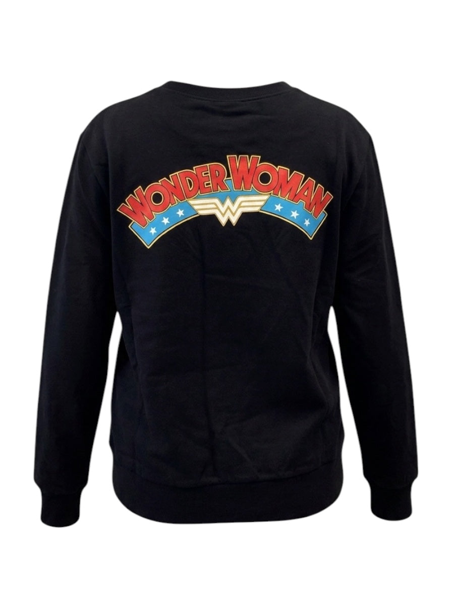 Wonder Woman "Classic Logo" Black Graphic Sweater - Official Licensed DC Merchandise RRP £30