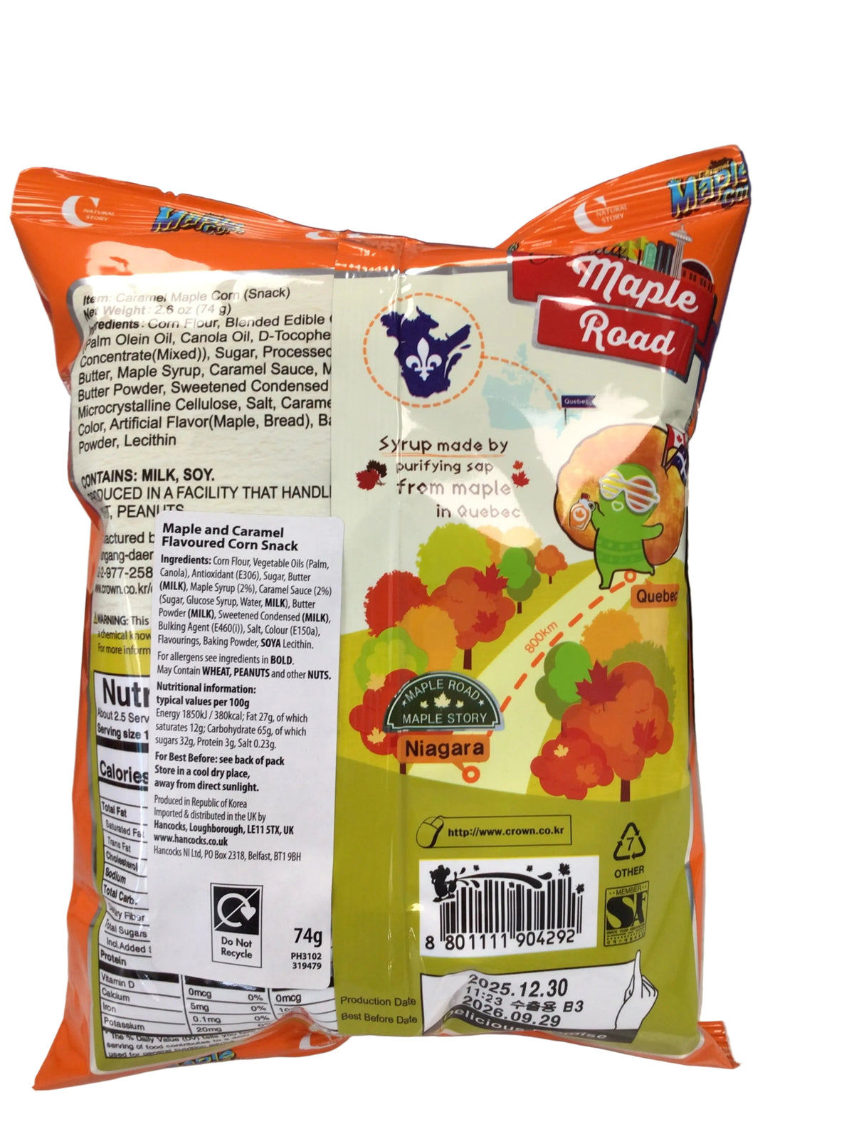 Crown Caramel Maple Corn Snack (74g)