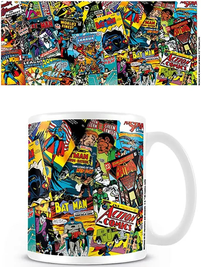 Official DC Comics Vintage Comic Book Cover Collage Ceramic Coffee Mug RRP £10