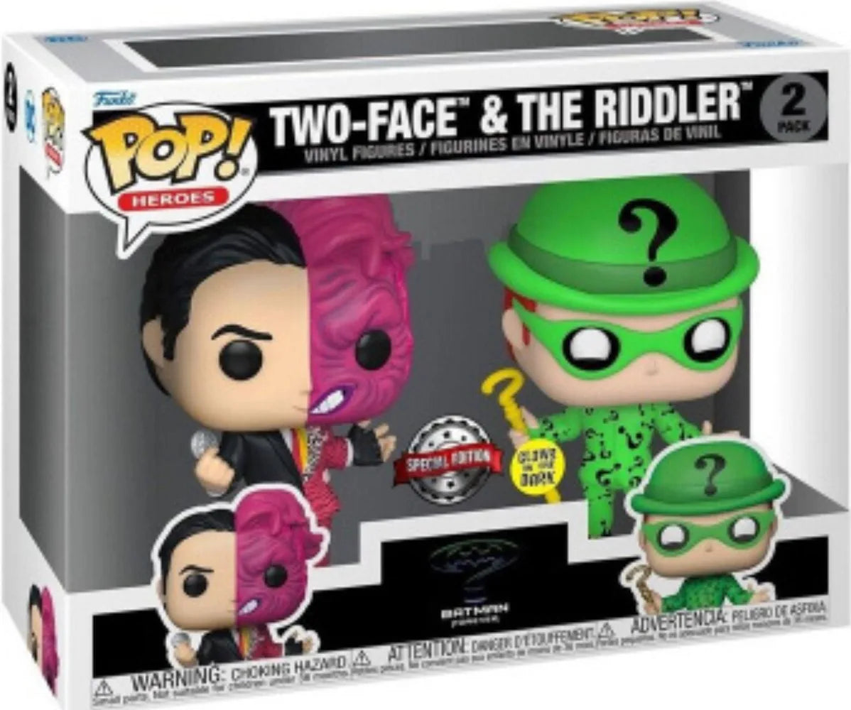 Funko Pop! Heroes: Batman Forever – Two-Face & The Riddler 2-Pack (Glow in the Dark Special Edition) RRP £25