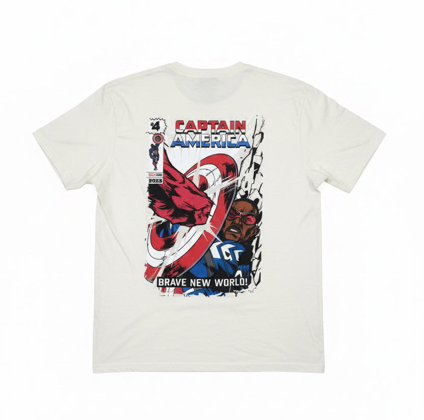 Marvel Captain America: Brave New World Vintage Comic Graphic T-Shirt – Off-White