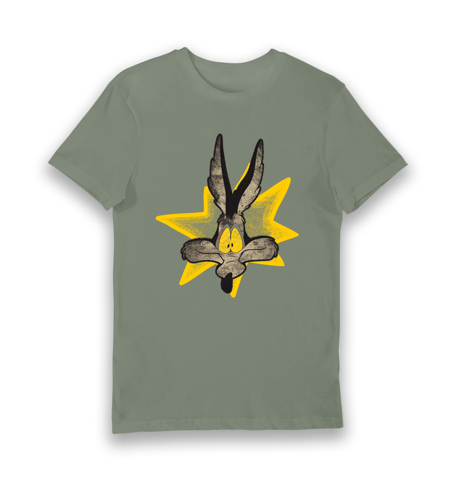 Official Looney Tunes Wile E. Coyote Vintage Graphic T-Shirt – Khaki Green