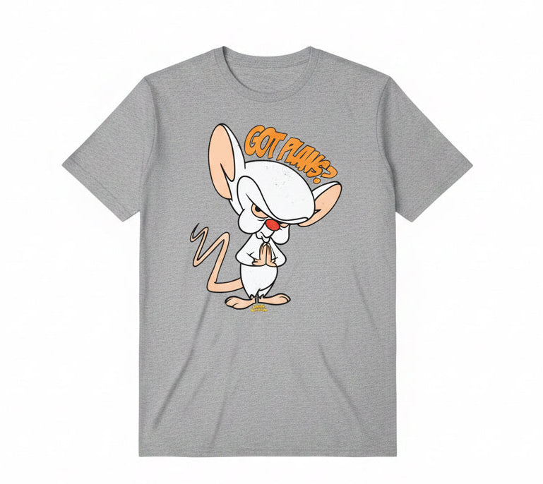 Retro Pinky and the Brain "Got Plans?" Graphic T-Shirt – Heather Grey