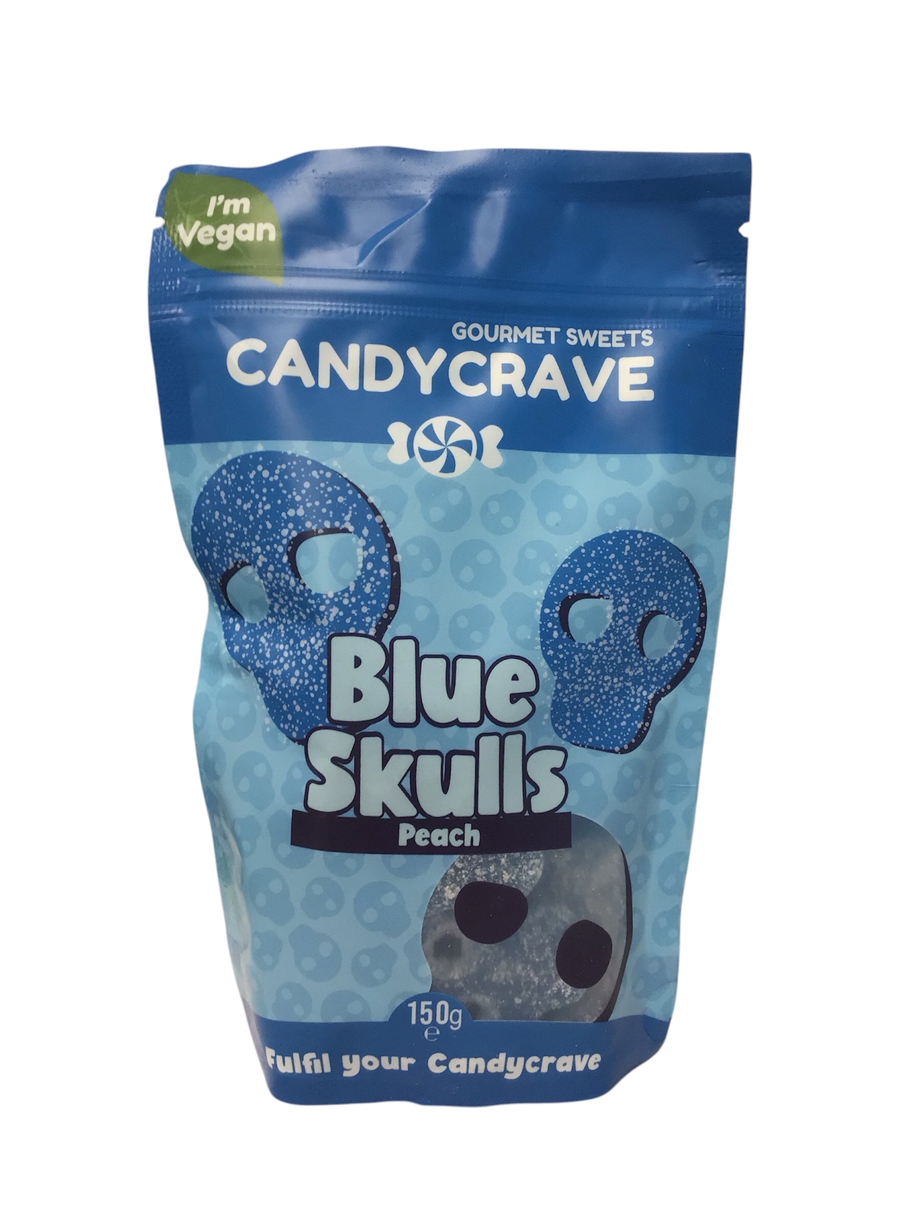 Candycrave Gourmet Sweets Blue Skulls (Peach Flavor) – 150g Bag