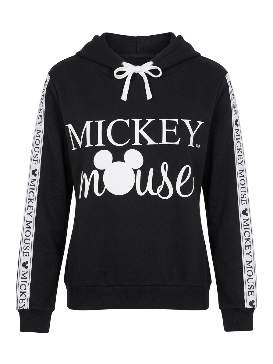 Disney Mickey Mouse Graphic Hoodie - White Tape Logo Sleeves - Size 16/18 RRP £16