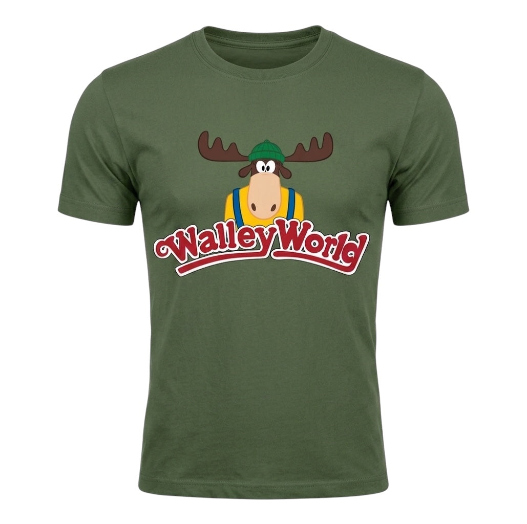 Walley World Marty Moose Graphic T-Shirt – Retro National Lampoon's Vacation Olive Green Tee RRP £18