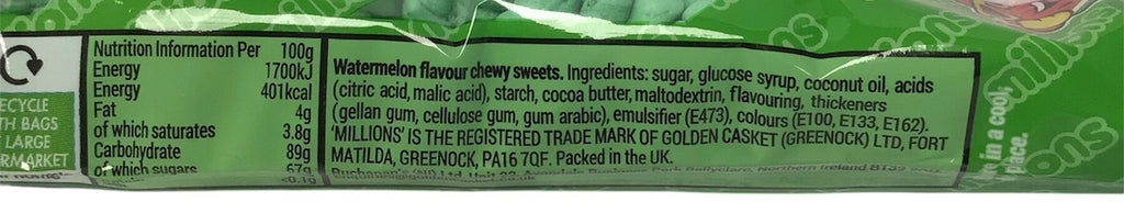 Millions Watermelon Flavour Tiny Tasty Chewy Sweets Tube (40g)