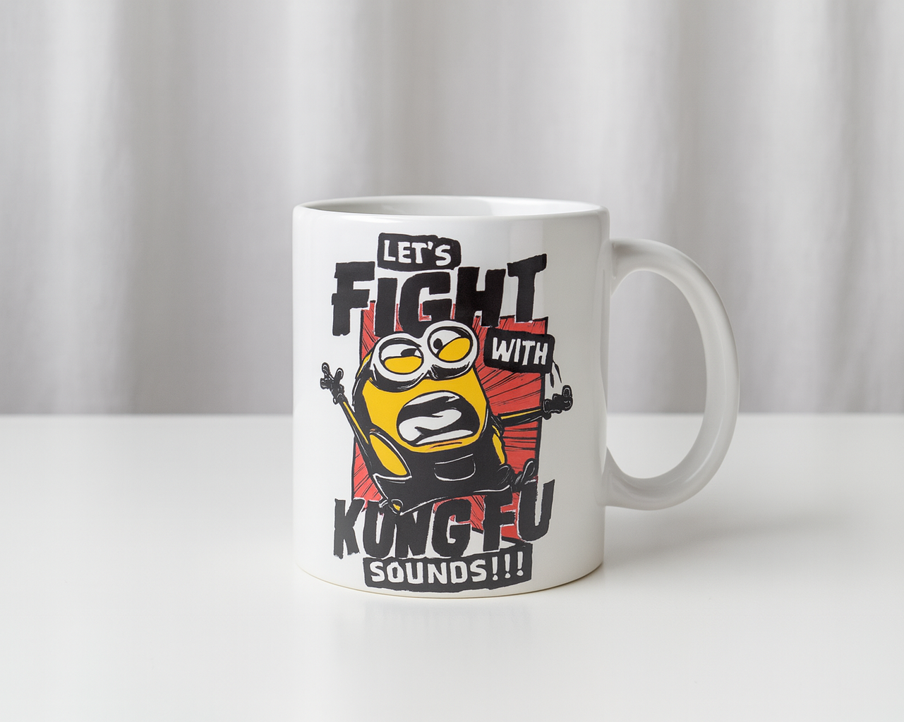 Minions "Let's Fight With Kung Fu Sounds" Ceramic Coffee Mug RRP £10